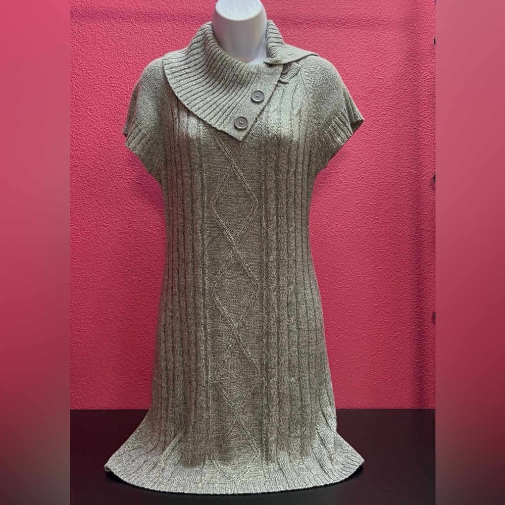 Pink Rose Women's Cowl Neck Sweater Dress in Gray